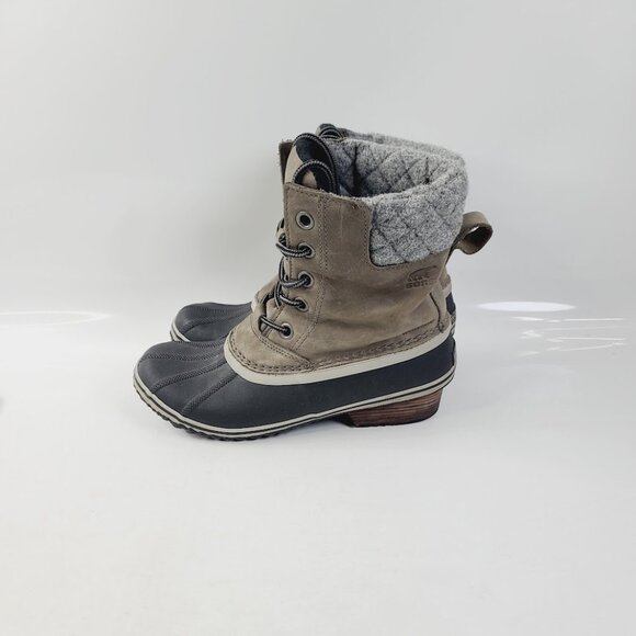 Sorel Women's Grey Black Slimpack II Lace Up Waterproof Winter Boots Size US 10 - Picture 2 of 6